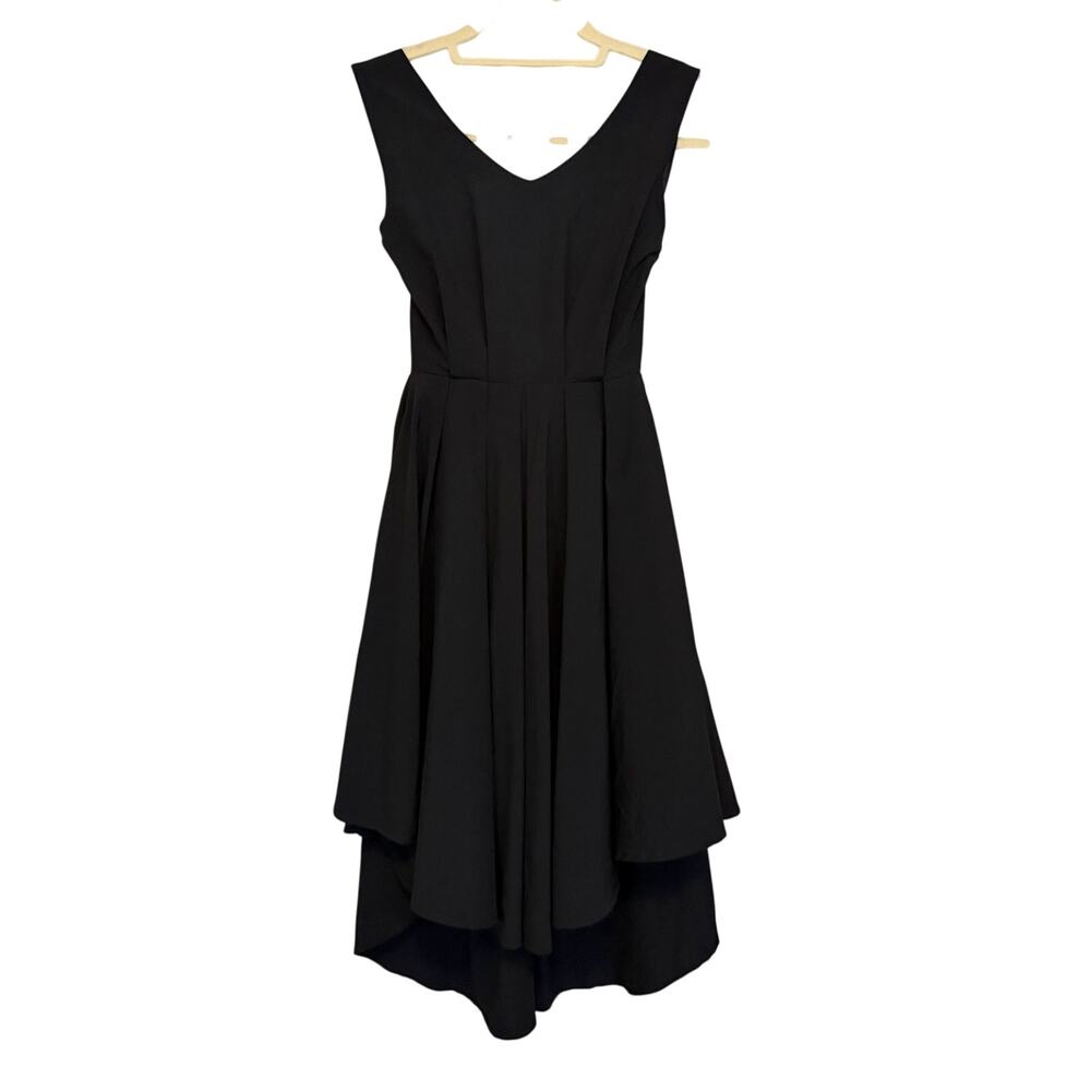 Louche Chica Fit & Flare Dress Sze 8 XL Black High Low Gothic Goth Party Evening